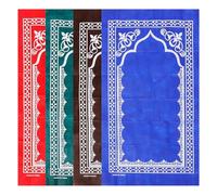 Warmhm 4piezas Alfombra de Oración Musulmana Portátil de Poliéster Plegables Colores Púrpura Azul y Verde para Uso Casa y Viaje Cómoda y Ligera para Rezar y Meditar