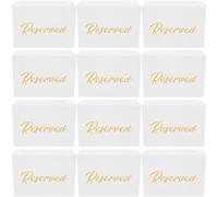 Warmhm 50 Tarjetas Reservadas para Mesa Boda y Fiestas, Diseño Doble Cara en Papel Blanco Resistente, Forma Tipo Tienda, Adecuado para Celebraciones Temáticas