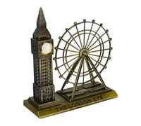 Warmhm Adorno de Londres para Estantes y Hogar Decoración Versátil de Aleación de Zinc Dorado Diseño Realista Recuerdo Turístico del Reloj Icónico y London Eye