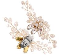 Warmhm Adornos para Zapatos de Mujer Perlas y Gemas de Imitación, Clip Metálico Elegante para Zapatos de Tacón en Fiestas y Bodas, 1 Par