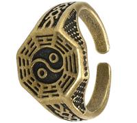 Warmhm Anillo Abierto Ajustable para Hombres Estilo Taoísta de Latón Forma Atractiva, Cómodo y Amigable Piel, Adecuado para Halloween y Club