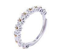 Warmhm Anillo Ajustable de Margarita para Mujer en Plata S925, Diseño Delicado y Cómodo para Uso Diario y Obsequio en San Valentín