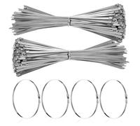 Warmhm Bridas de Acero Inoxidable Diseño Autoajustable 500 Autoblocantes Resistentes para Cables, Reutilizables para E