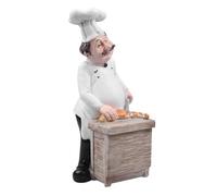 Warmhm Estatua de Cocinero de Resina Color Claro Estilo Europeo para Adorno de Cocina y Panadería, Figura Compacta Adecuada para Mesas y Espacios Pequeños