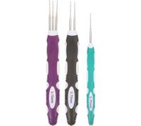 Warmhm Juego de 3 Agujas de Crochet para Rastas Mango Cómodo, Multifuncional, de Metal y Plástico, Adecuado para Principiantes y Peinados Dreadlock
