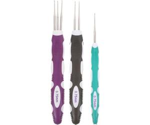 Warmhm Juego de 3 Agujas de Crochet para Rastas Mango Cómodo, Multifuncional, de Metal y Plástico, Adecuado para Principiantes y Peinados Dreadlock