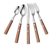 Warmhm Juego de Cubiertos Mango de Madera y Seguro al Tacto de Acero Inoxidable Set de Utensilios para Servir Fácil de Limpiar para Fiesta Adecuado para Cenas Familiares