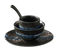 Warmhm Juego de Vajilla Completo de Cerámica para Sushi 4 Piezas Resistentes y Prácticas, Incluye Plato, Taza y Cuchara, Adecuado para Restaurante o Hogar