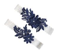 Warmhm Ligas de Novia de Encaje Azul Marino Ajustables Diseño Floral para Boda y Aniversario, Confort Excepcional y Estilo Clásico para Mujer
