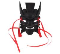 Warmhm Máscara Artesanal Tradicional de Plástico Negro para Fiestas y Festivales, Diseño Pintado a Mano Cobertura Facial Completa, Adecuado para Representaciones Teatrales y Bricolaje