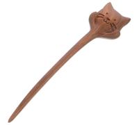 Warmhm Palillos Cabello de Madera Estilo Vintage Diseño de Gato, Horquilla China para Moños, Fácil de Combinar y Sujeta el Cabello Firmemente para Bodas y Fiestas