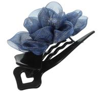 Warmhm Pinza Cabello Estilo Francés Azul para Mujeres y Niñas, Clip Decorativo de Tela y Plástico para Peinados Elegantes en Fiestas y Conciertos