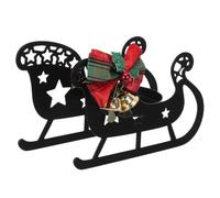 Warmhm Portavelas Navideño de Hierro Negro Estilo Trineo Vintage