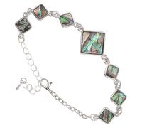 Warmhm Pulsera de Abulón con Rombos Geométricos para Mujer, Ajustable y Artesanal con Concha Natural, Diseño Bohemio Adecuado para Eventos Obsequios y Cócteles