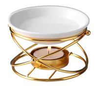 Warmhm Quemador y Herramienta de Fragancia Dorado de Cera Perfumada de Cerámica y Hierro Función de Luz Nocturna para Ambiente de Oficina y Sala