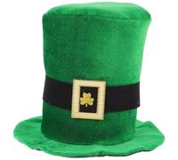 Warmhm Sombrero de Copa Irlandés Verde con Hoja Dorada para Fiesta | Adorno Pequeño de Terciopelo, Diseño Festivo Único, Suave y Cómodo, para Celebración y Disfraz