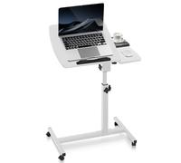 Warmiehomy Escritorio rodante para laptop de altura ajustable, mesa sobre cama con 2 escritorios inclinables, escritorio móvil de pie, mesa auxiliar para el hogar, oficina, hospital, color blanco