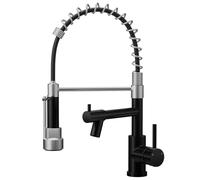 Warmiehomy Grifo de cocina profesional, grifos de cocina de arco alto con pulverizador extraíble, grifos giratorios de 360° para fregadero de cocina, grifo mezclador de 1 agujero para barra de cocina,