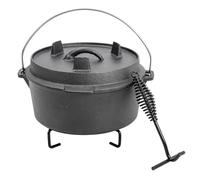 Warmiehomy Olla de hierro fundido, horno holandés de hierro fundido presazonado de 4 litros con tapa, elevador de tapa, soporte de tapa, olla de cocina holandesa para camping, cocinar y hornear