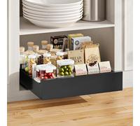 Warmiehomy Organizador de armario extraíble de 35 cm de ancho, estantes deslizantes extensibles para armario de cocina, despensa, baño, cajón deslizante negro, sin necesidad de taladro, 35 x 43 x 8 cm