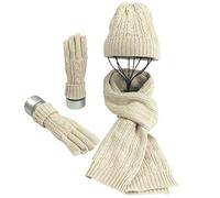 Warmiehomy Set de Bufandas y Guantes y Sombreros de Invierno, 3 Piezas Conjunto de Gorros y Estolas Guantes de Punto, Suave Cálido, para Mujer Hombre Adultos y Niños- Beige