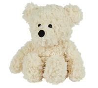 Warmies Oso de peluche rizado, color crema, apto para microondas, con aroma a lavanda francesa, caliente o frío, para una relajación fresca y un alivio cálido