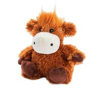 Warmies Peluche de Vaca Escocesa Highland, apta para microondas, osito de peluche con peso para la relajación, ligeramente perfumado con lavanda francesa, peluche frío o caliente, tamaño junior
