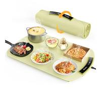Warming Mat for Food - 8-Temp Electric Warmer Tray for Buffets, Parties with Child Lock & 4-Hour Auto Shut-Off, Easy to Clean for Baby Bottles, Thawing, Travel, Green