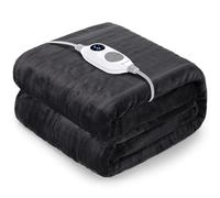 Warmrest Manta Eléctrica Grande Térmica Cama Franela 130x180cm, 6 Niveles de Calor y Temporizador de Apagado automático de 1~10 Horas y Pantalla Digital, Calentamiento rápido, Lavable a máquina, Gris