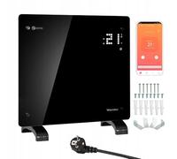 WARMTEC Convector Radiador Eléctrico 1000W | Calefactor de cristal con control WiFi, temporizador, pantalla LCD y programa semanal | Radiador Bajo Consumo de pie o de pared | Negro