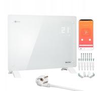 WARMTEC Convector Radiador Eléctrico 1500W | Calefactor de cristal con control WiFi, temporizador, pantalla LCD y programa semanal | Radiador Bajo Consumo de pie o de pared | Blanco