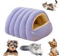 Warmth Cozy Comfort Plush Pet Cave, Plush Cat Cave Bed with Adjustable Privacy Entry, Supportive Washable Pet Bed, Cat Beds for Indoor Cats and Small Dogs (Purple,45 * 30 * 19 cm)