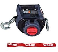 WARN 101570 - Torno de Taladro portátil de Mano con Cuerda de Alambre de Acero de 40 pies: Capacidad de tracción de 750 Libras, Color Gris