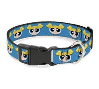 Warner Bros. Animation - Collar para Mascotas, Collar de Perro, Hebilla de plástico, diseño de Burbujas de Las superpoderosas, Azul, 33 a 43 cm, 3.8 cm de Ancho
