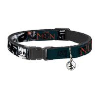 Warner Bros. - Collar de gato de películas de terror, collar separable con campana, bloques de postura de monja demoníaca Valak y logotipo azul, rojo y blanco, 8.5 a 12 pulgadas, 0.5 pulgadas de ancho