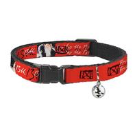 Warner Bros. Collar de gato de películas de terror, collar separable con campana, máscara de viernes 13 Jason y bloques de guión rojo, negro y blanco, 8.5 a 12 pulgadas, 0.5 pulgadas de ancho