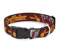 Warner Bros. Collar para Mascotas, Collar de Perro, Hebilla de plástico, Corona de Bola de quiditch de Harry Potter Gryffindor, Oro Rojo, Gris, 11 a 16.5 Pulgadas, 1.0 Pulgadas de Ancho