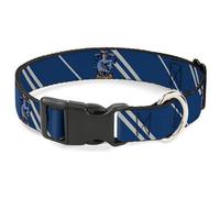 Warner Bros. Collar para Mascotas, Collar para Perro, Hebilla de plástico, Escudo Ravenclaw a Rayas Azul Gris, 7 a 8.5 Pulgadas 0.5 Pulgadas de Ancho