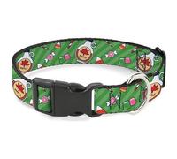 Warner Bros. - Collar para Mascotas con diseño de películas navideñas, Collar de Perro, Hebilla de plástico, Iconos de Elf Sweets, Rayas Verdes dispersas, 15 a 24 Pulgadas, 1.0 Pulgadas de Ancho
