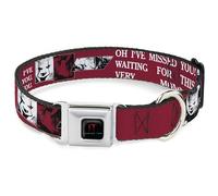 Warner Bros. Collar para mascotas de películas de terror, collar de perro, hebilla de cinturón de seguridad de metal, collage de poses y citas de Pennywise, rojo, blanco y gris, 15 a 24 pulgadas de