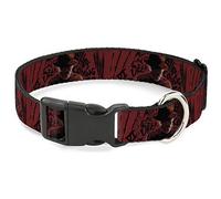 Warner Bros. - Collar para mascotas de películas de terror, collar de perro, hebilla de plástico, cita de Freddy Poses, garabatos rojos para rascar a mano, color negro, 9.5 a 13 pulgadas, 1.0 pulgadas