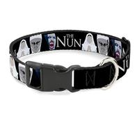 Warner Bros. - Collar para mascotas de películas de terror, collar de perro, hebilla de plástico, la hermana monja Irene y Demon Nun Valak Icons negro y blanco, 16 a 23 pulgadas, 1.5 pulgadas de ancho