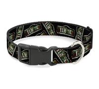 Warner Bros. Collar para mascotas de películas de terror, collar de perro, hebilla de plástico, letrero de calle Elm St disperso, negro, 20 a 31 pulgadas, 1.5 pulgadas de ancho