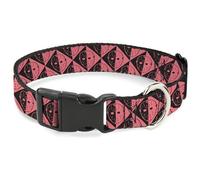 Warner Bros. Collar para Mascotas de películas de Terror, Collar de Perro, Hebilla de plástico, máscara de Jason Friday The 13th con Diamante Dividido Negro y Rojo, 15 a 24 Pulgadas de Ancho