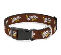 Warner Bros. Collar para perro con clip de plástico, liberación rápida, fácil de ajustar, barra Wonka, 7 a 8.5 pulgadas de ancho