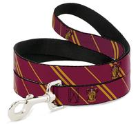 Warner Bros. Correa para Mascotas, Correa para Perro, Escudo de Gryffindor, Rayas borgoña, Dorado, 6 pies de Largo 1.5 Pulgadas de Ancho