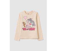 WARNER BROS, Jersey Para Niña De Algodón Beige Corte Regular Con Estampado De Tom Y Jerry, Niña, Beige Claro, Talla: 9-10