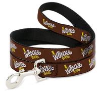 Warner Bros. Movies Correa para Mascotas, Correa para Perro, Logotipo de Willy Wonka y la fábrica de Chocolate Wonka, 4 pies de Largo 1.5 Pulgadas de Ancho