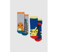 WARNER BROS, Pack Doble De Calcetines Multicolor En Algodón Elástico Para Niños Con Pokémon, Niño, Azul/gris, Talla: 28/30