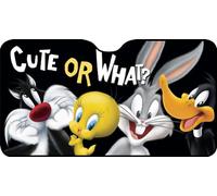 Warner Bros Parasol Delantero Coche niño niña Looney Tunes 130 x 70 cm Bugs Bunny Daffy Duck Titti Silvestro Sol protección Viajes, Negro